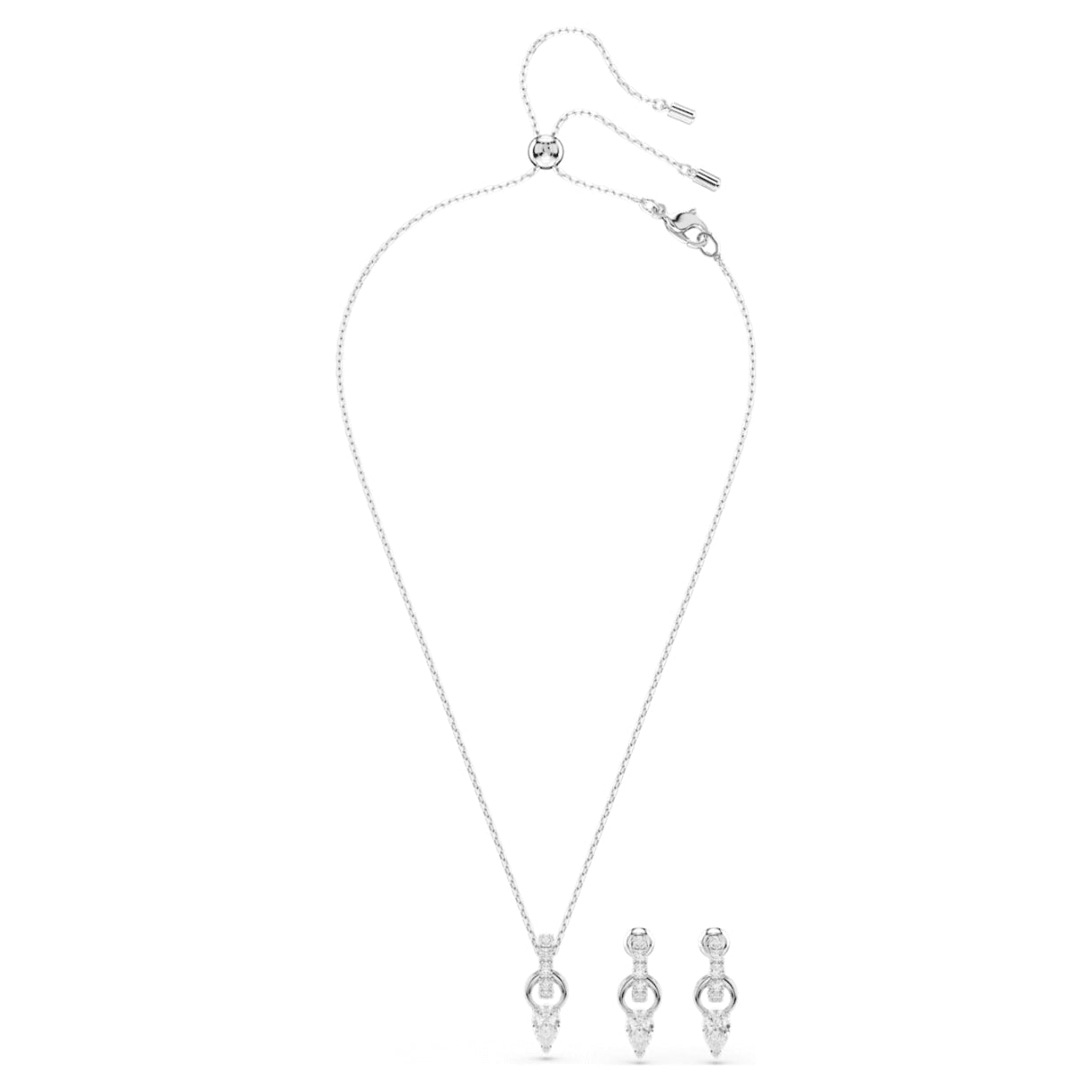 Mesmera set Pear cut, Round cut, White, Rhodium plated -Swarovski