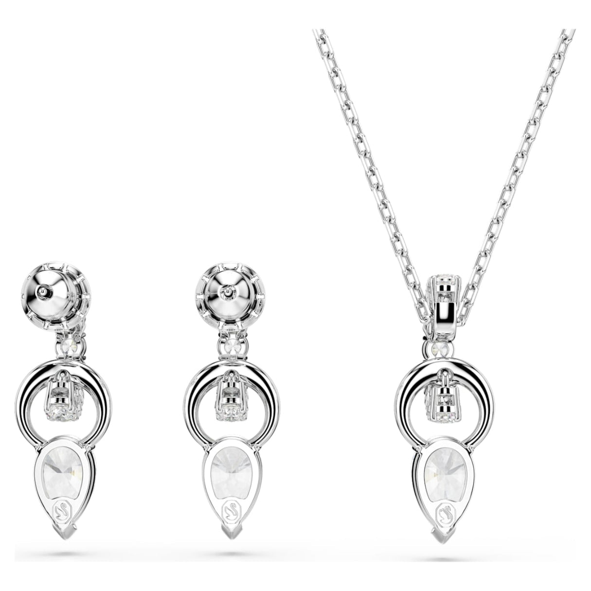 Mesmera set Pear cut, Round cut, White, Rhodium plated -Swarovski