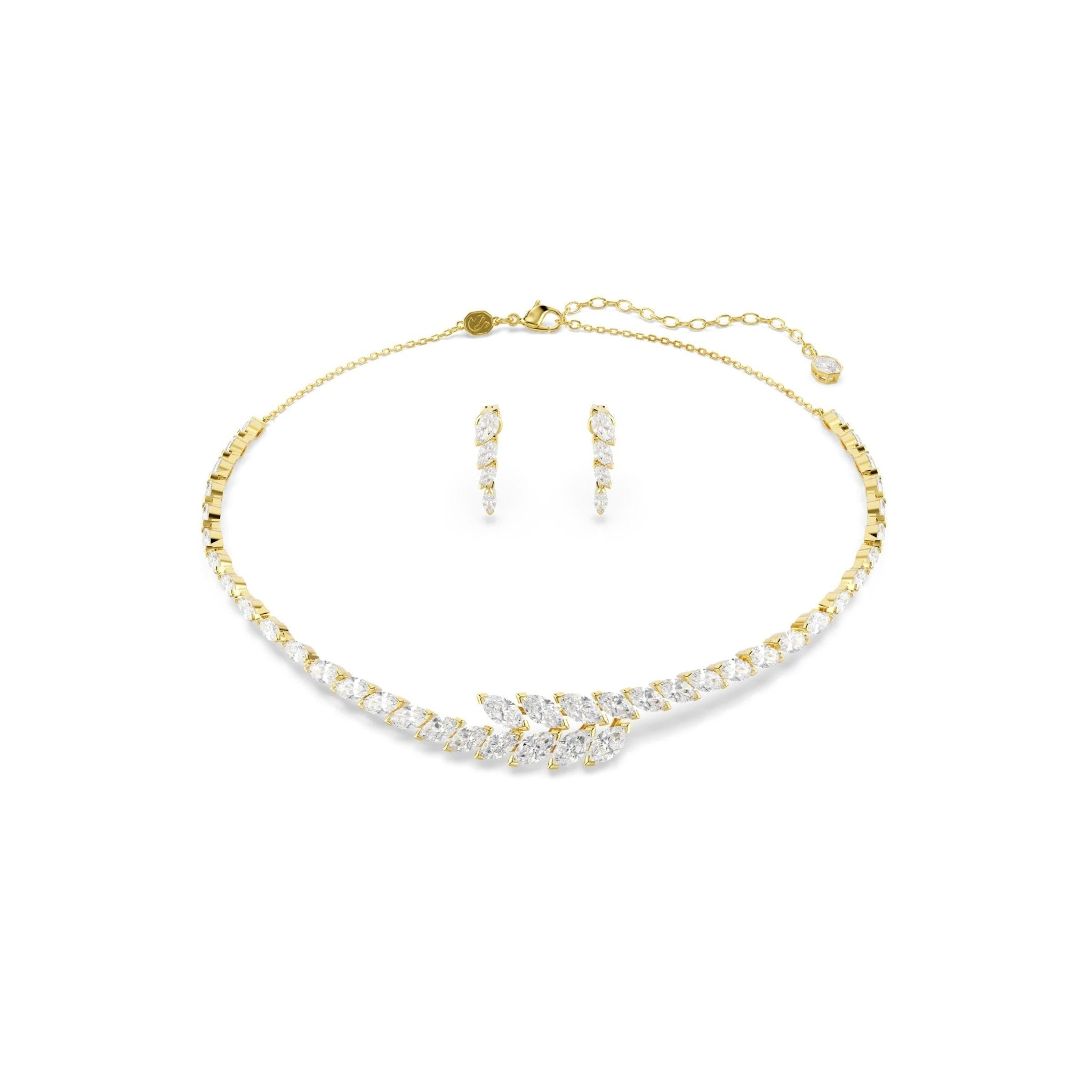 Mesmera set, Set (2), Marquise cut, White, 18K gold finish -Swarovski
