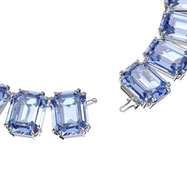 Millenia necklace, Oversized crystals, Octagon cut, Blue -Swarovski