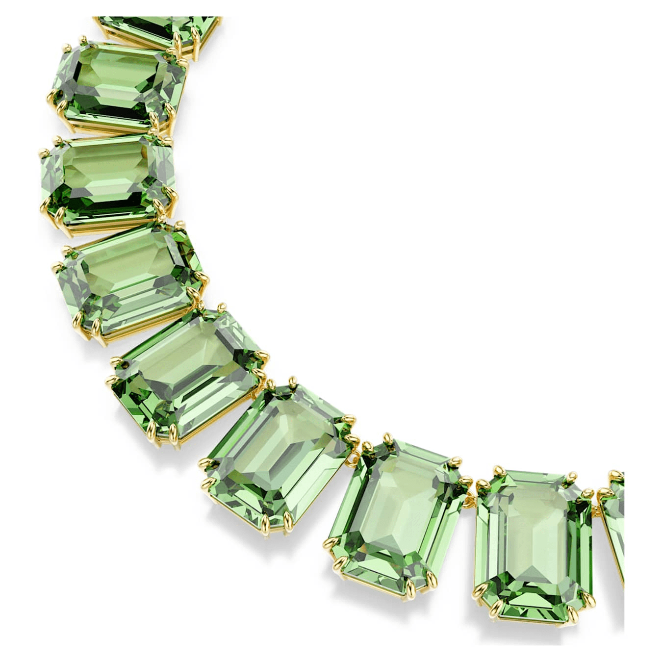 Millenia necklace Oversized crystals, Octagon cut, Green, 18K gold finish -Swarovski