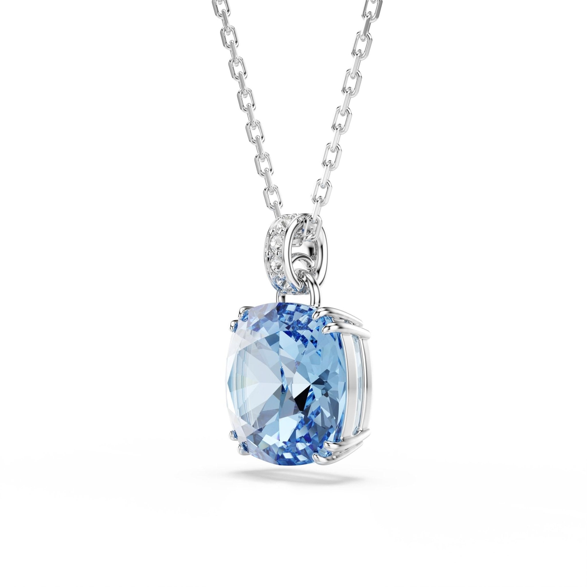 Millenia pendant, Cushion cut, Blue, Rhodium plated -Swarovski