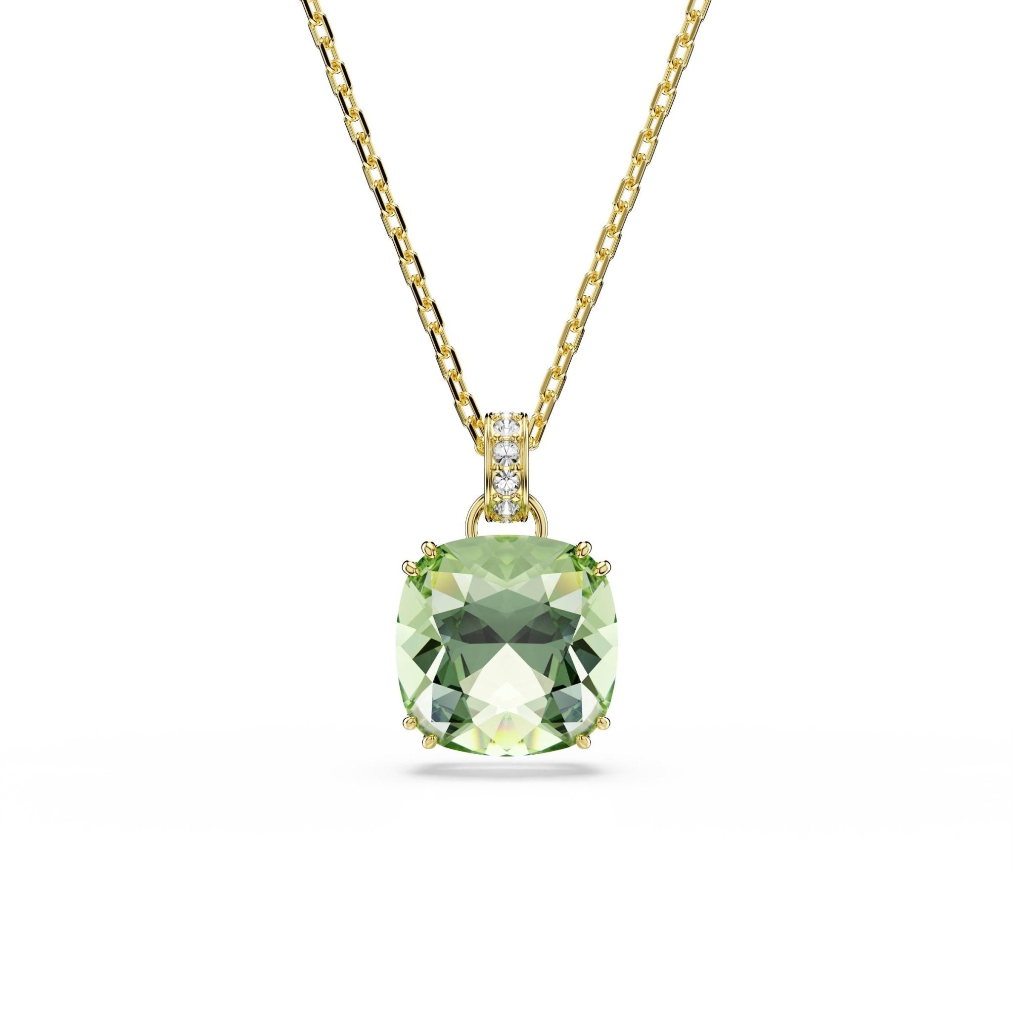 Millenia pendant, Cushion cut, Green, 18K gold finish -Swarovski