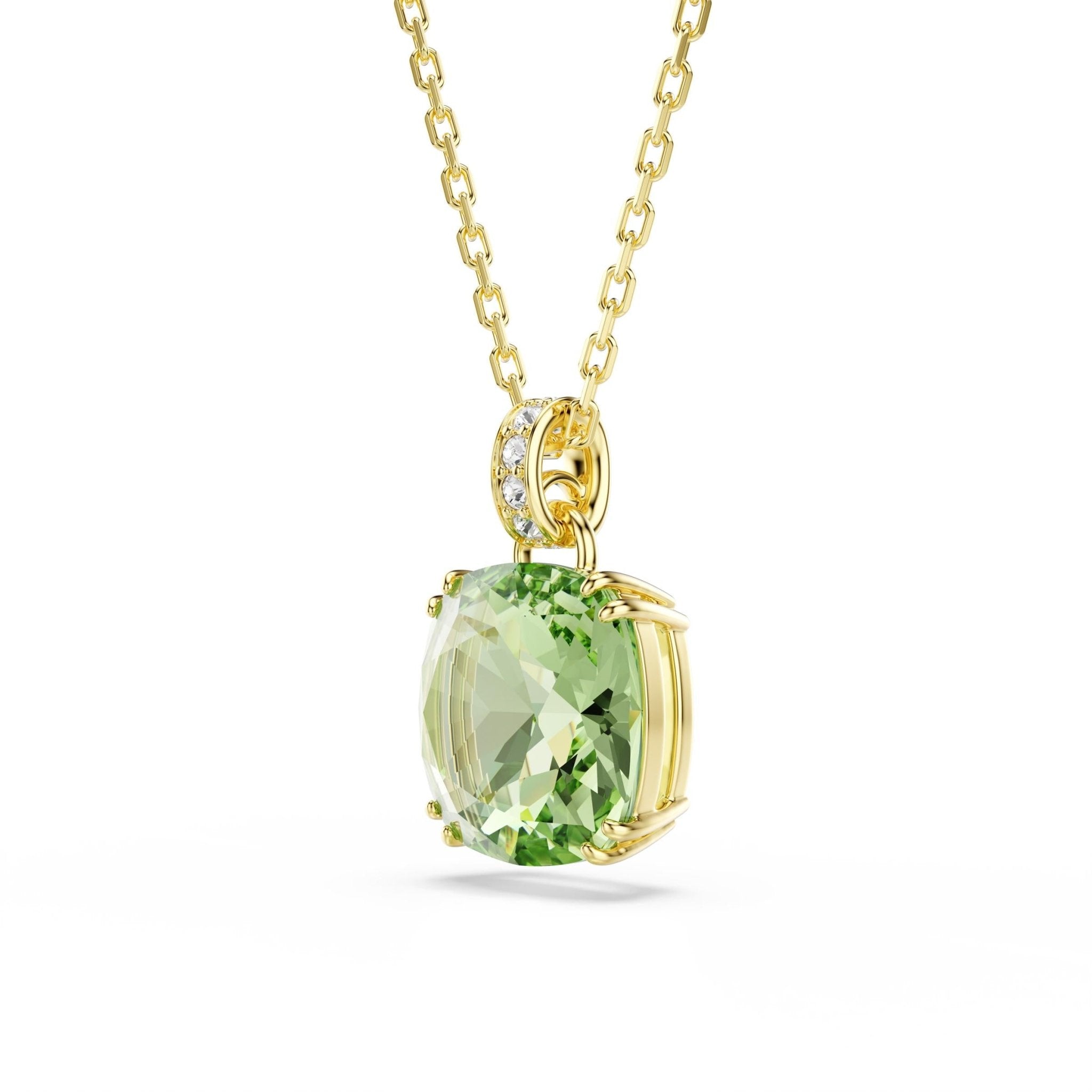 Millenia pendant, Cushion cut, Green, 18K gold finish -Swarovski
