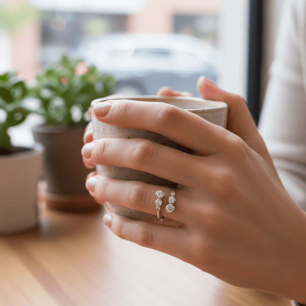 MISU 925 Sterling Silver Basic Bling Ring -Misu