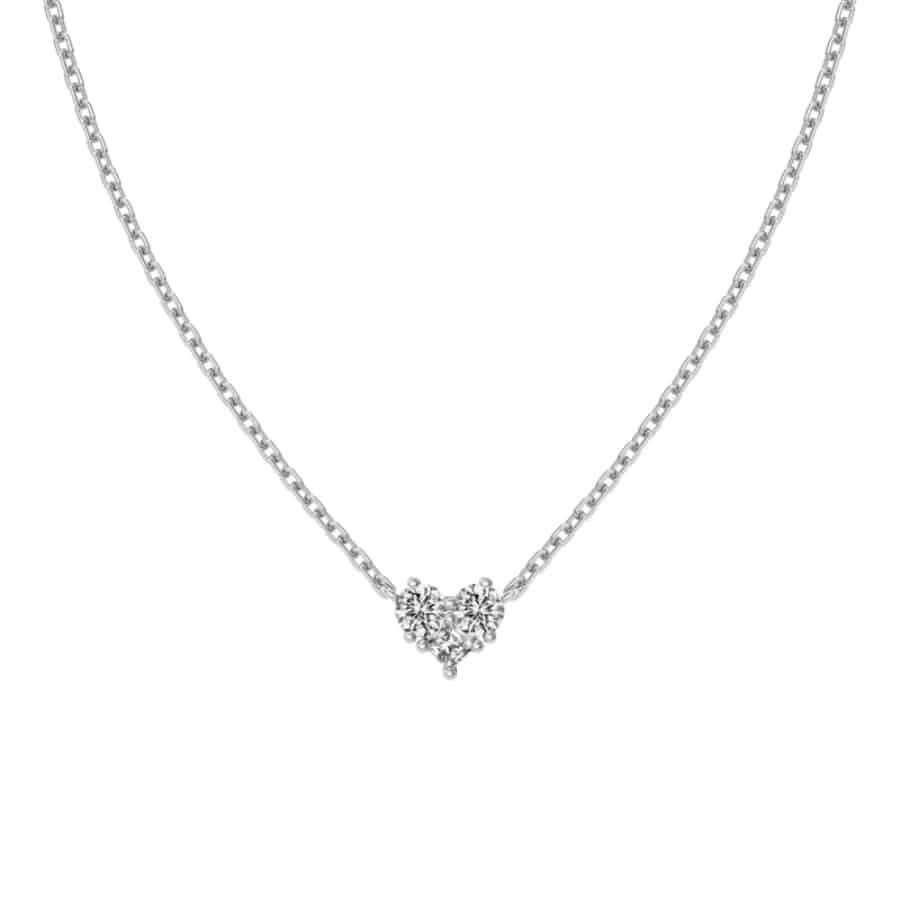MISU 925 Sterling Silver CZ Heart Necklace -Misu