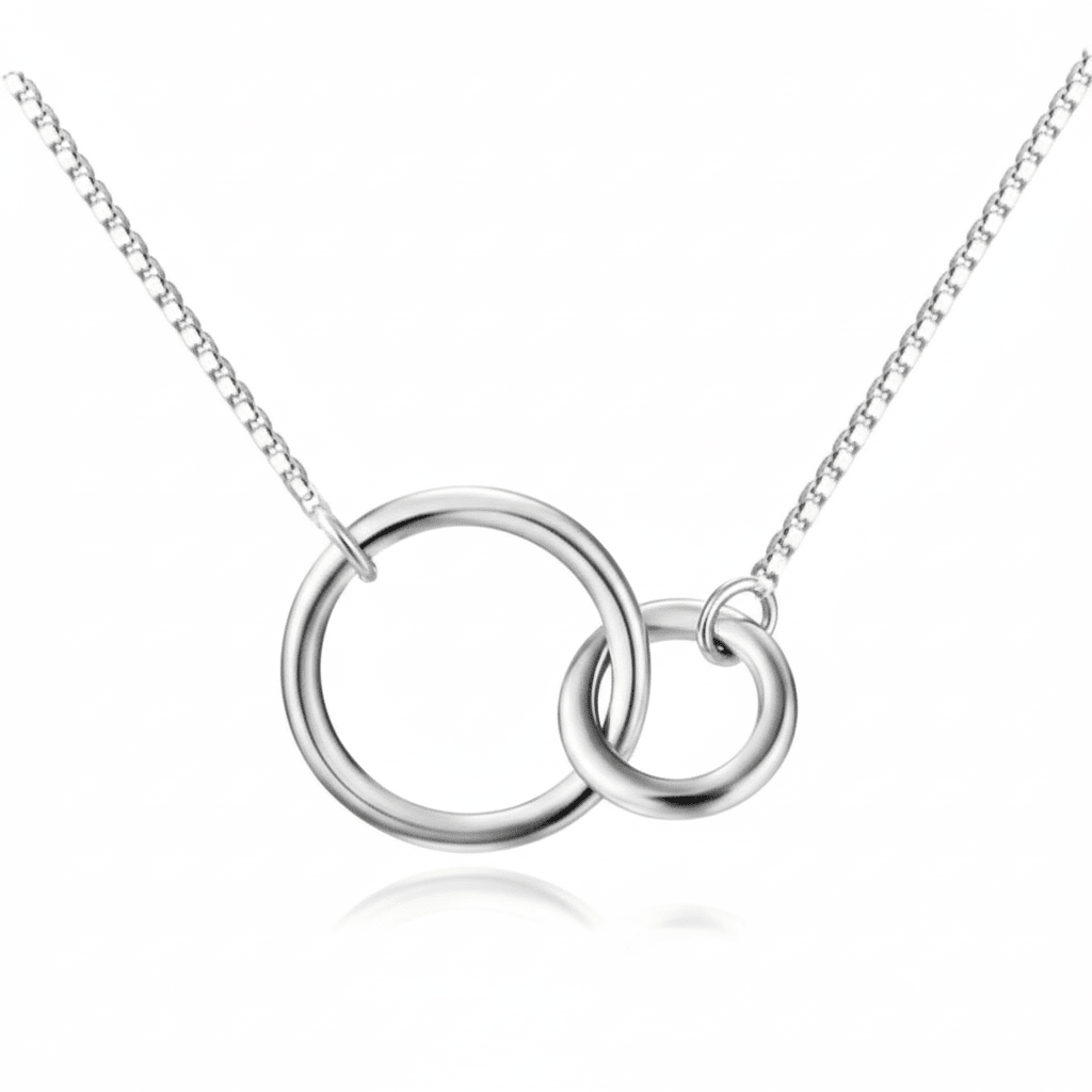MISU 925 Sterling Silver Double Circle Necklace -Misu