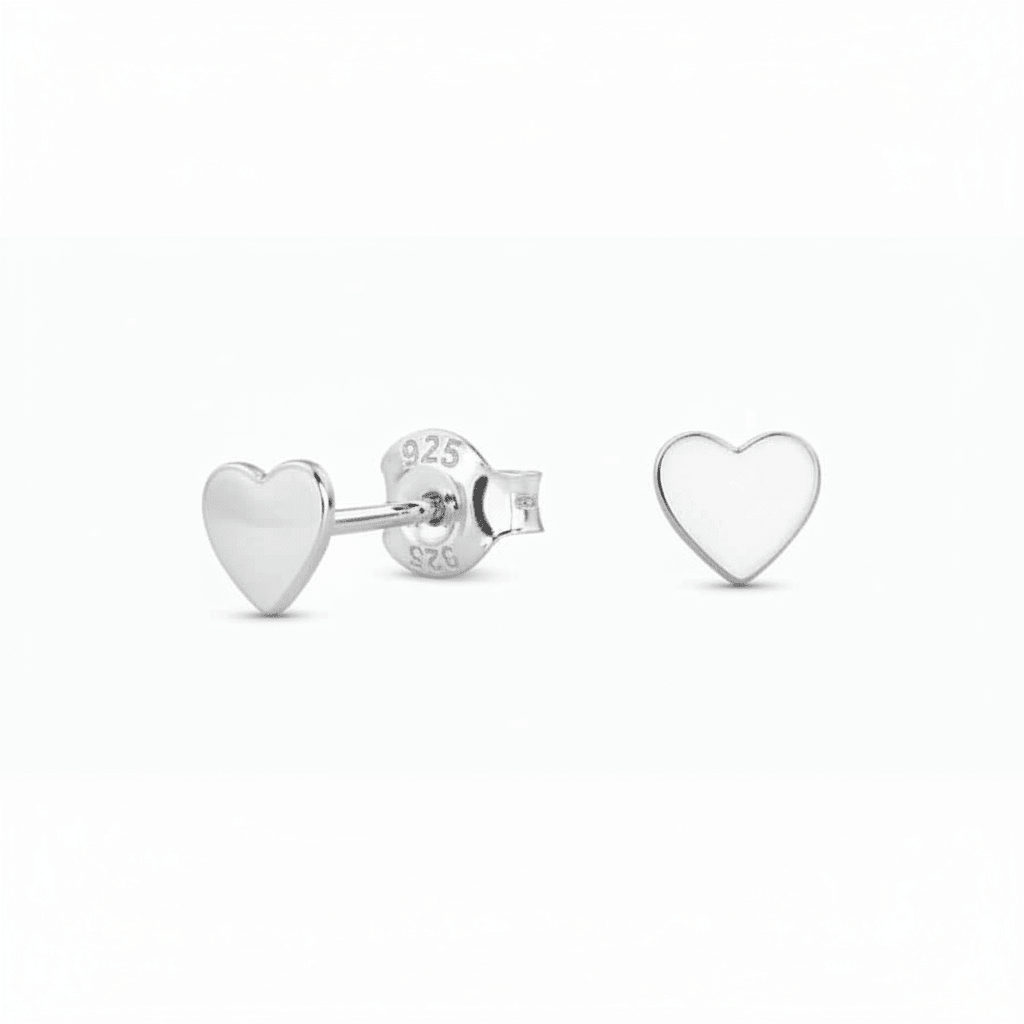 MISU 925 Sterling Silver Earrings Heart Stud -Misu