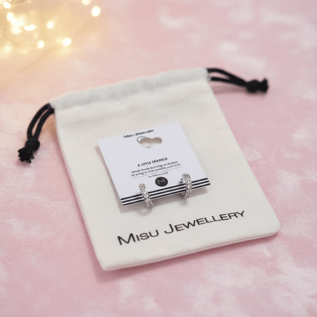 MISU 925 Sterling Silver Earrings Huggie -Misu