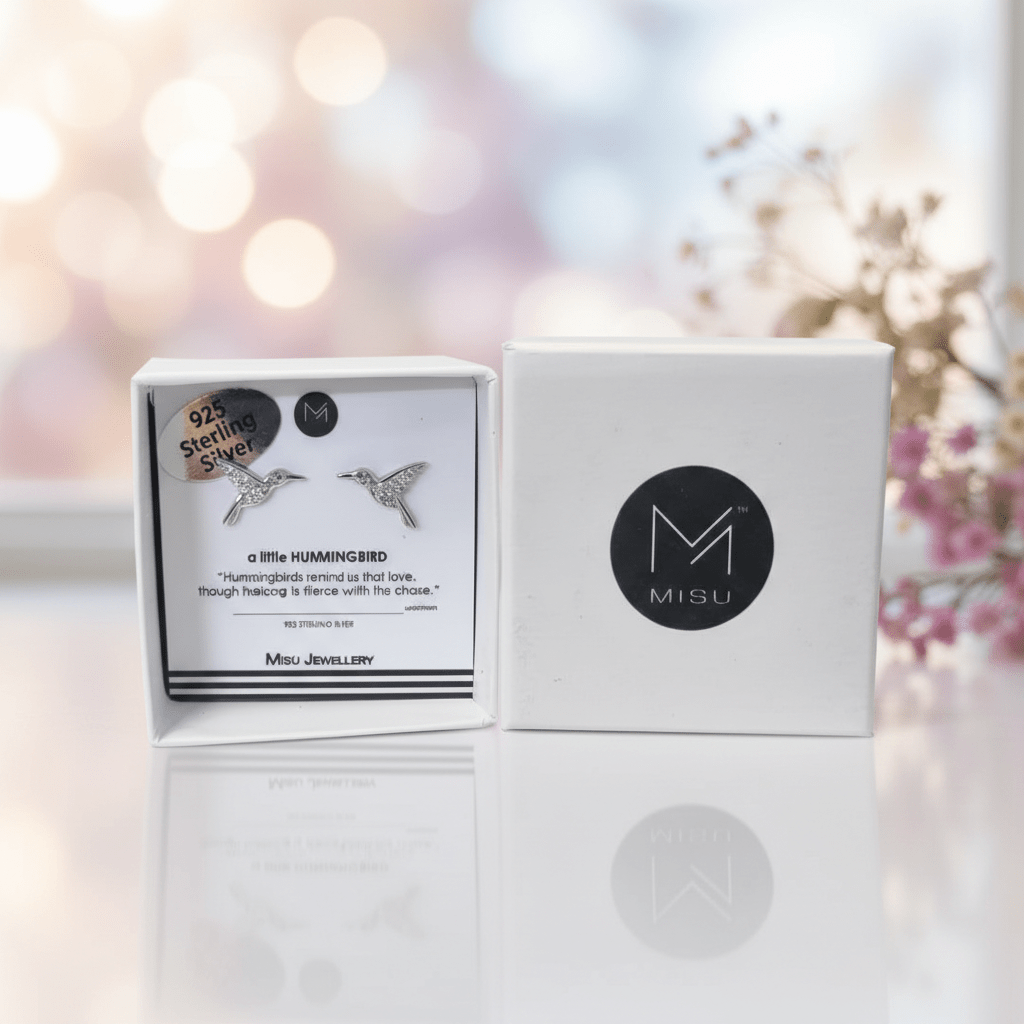 MISU 925 Sterling Silver Earrings Hummingbird -Misu
