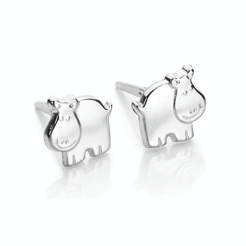 MISU 925 Sterling Silver Earrings Little Hippo -Misu