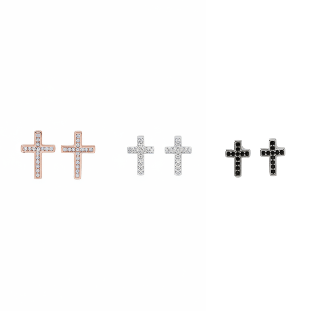 MISU 925 Sterling Silver Have Faith Set Of 3 Earrings -Misu