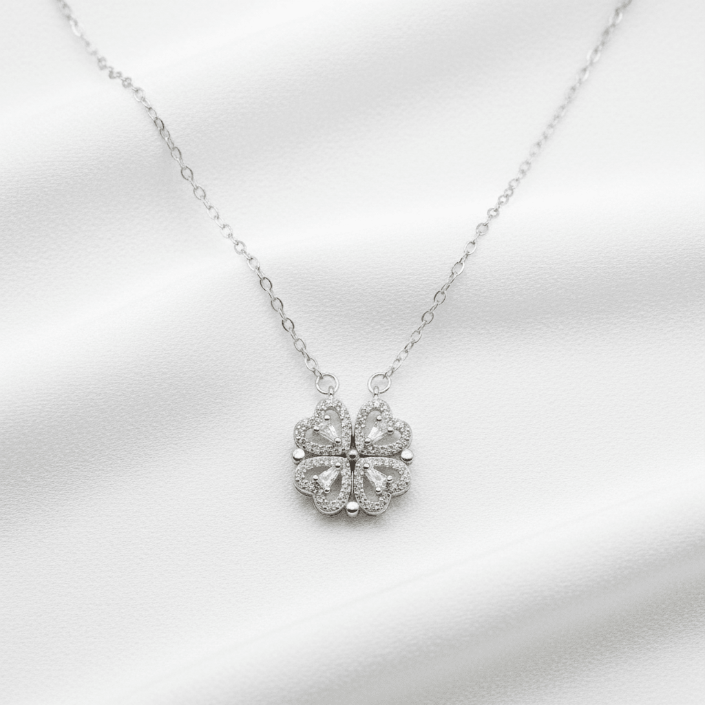 MISU 925 Sterling Silver Heart in Heart Necklace -Misu