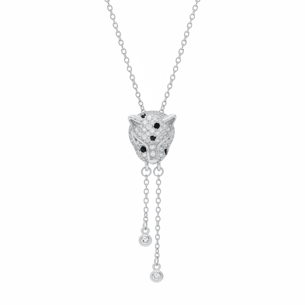 MISU 925 Sterling Silver Necklace Leopard Choker -Misu