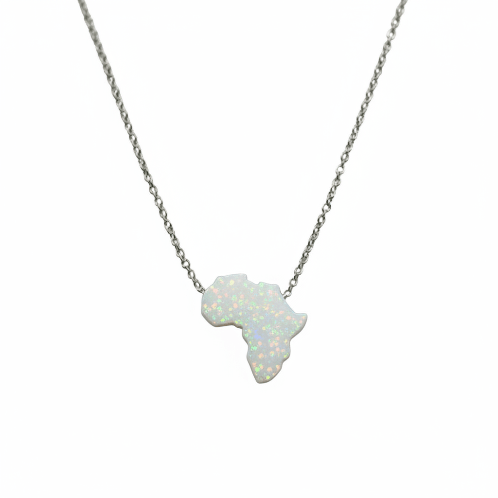 MISU 925 Sterling Silver Necklace Opal Africa White -Misu