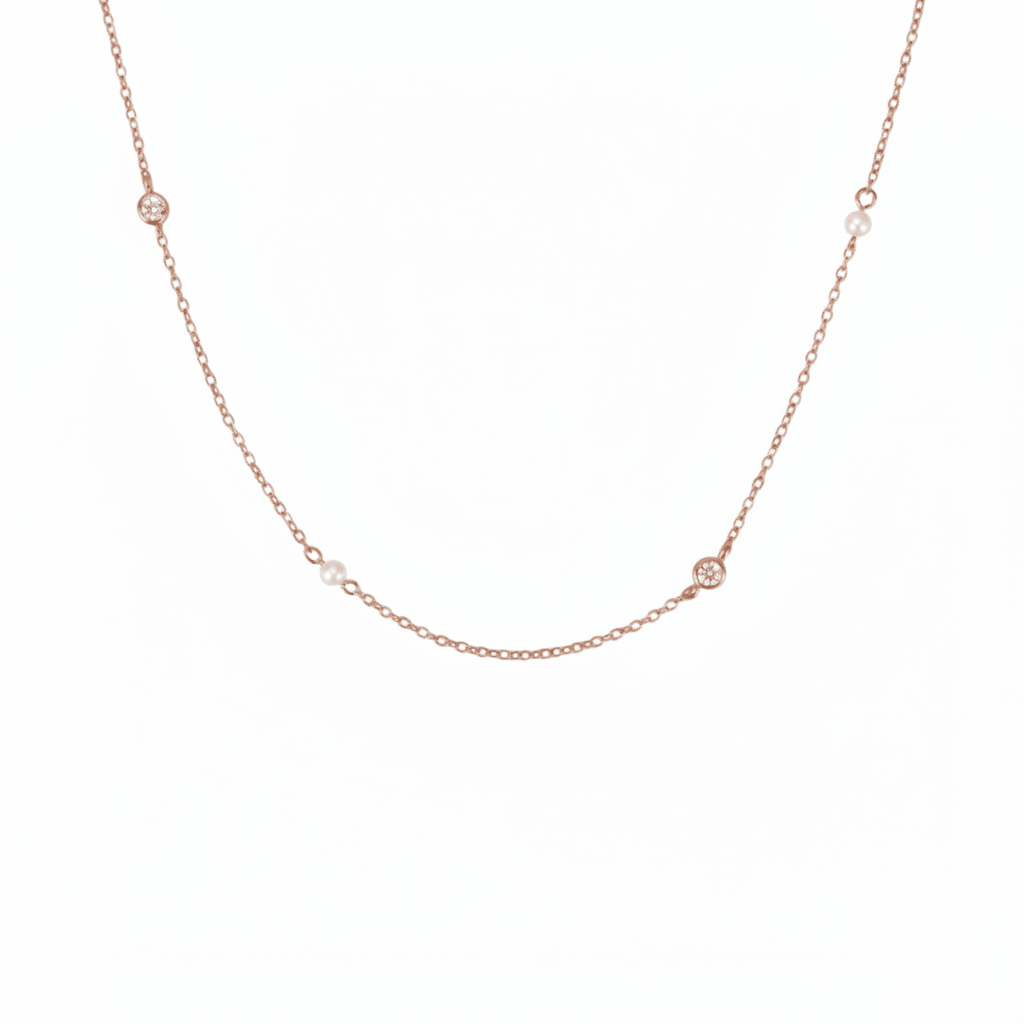 MISU 925 Sterling Silver Rose Duoluxe Necklace -Misu