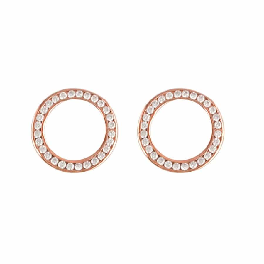MISU 925 Sterling Silver Rose Gold Earrings Circle -Misu