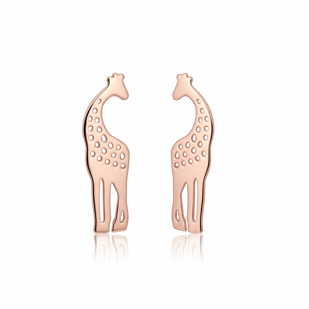 MISU 925 Sterling Silver Rose Gold Earrings Giraffe -Misu