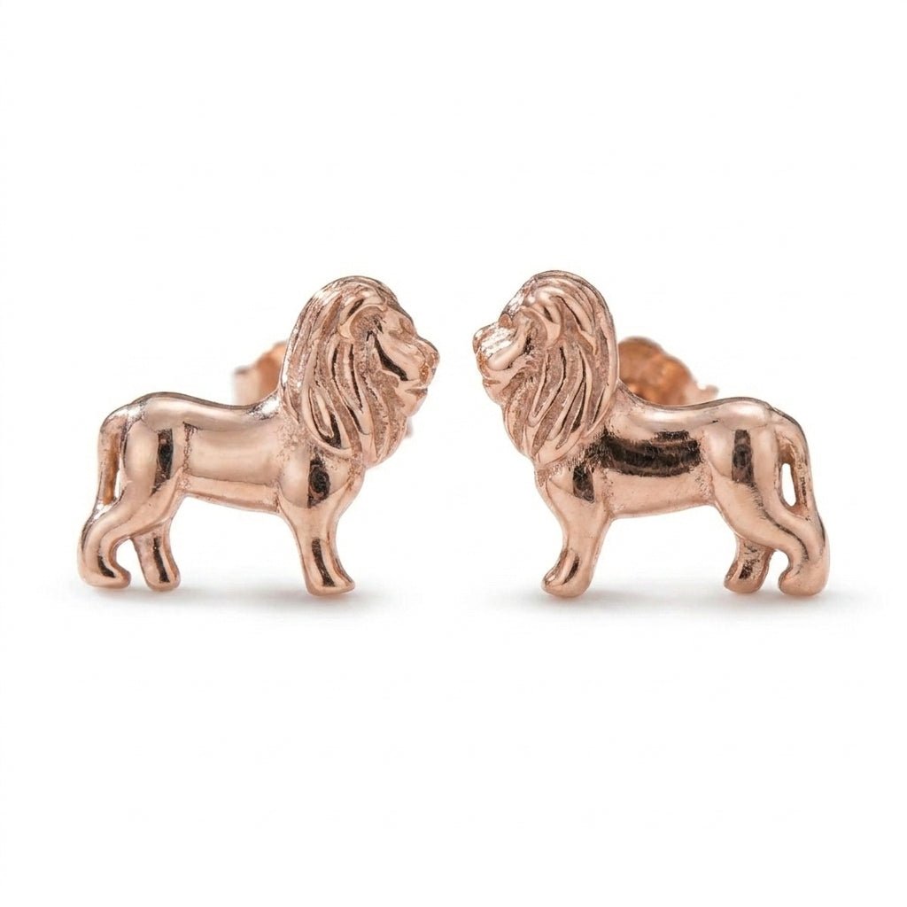 MISU 925 Sterling Silver Rose Gold Earrings My Lion -Misu