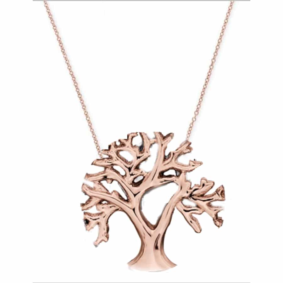MISU 925 Sterling Silver Rose Gold Necklace Boabab Tree -Misu