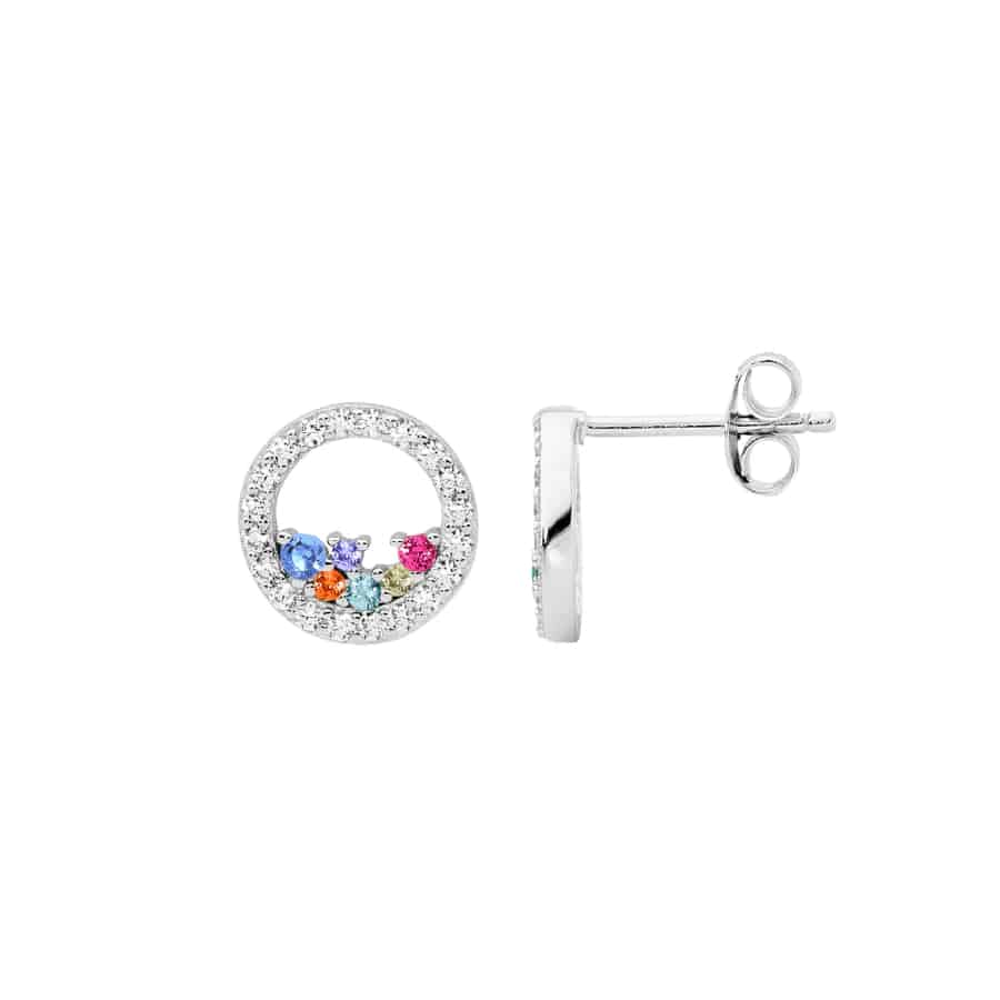 MISU 925 Sterling Silver Splash Of Colour Studs -Misu