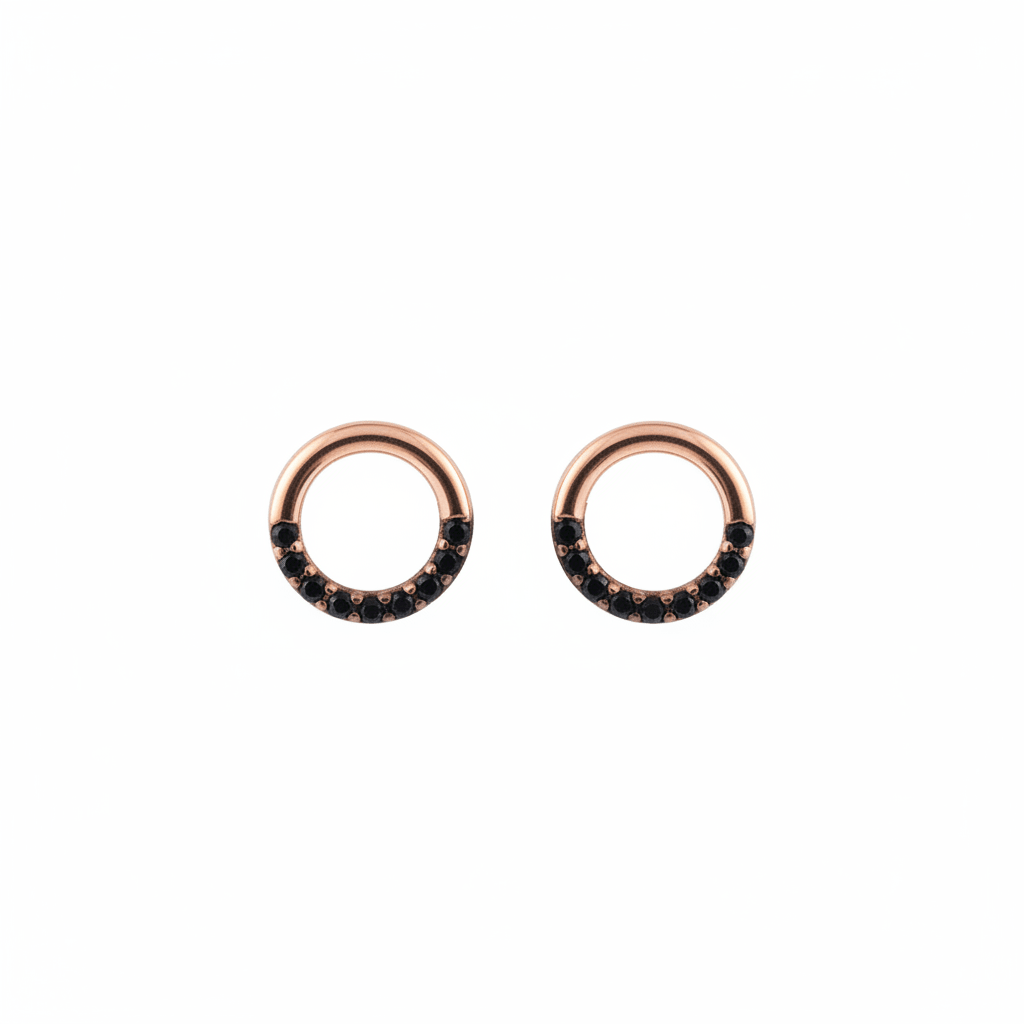 MISU 925 Sterling Silver Two Tone Circle Stud -Misu