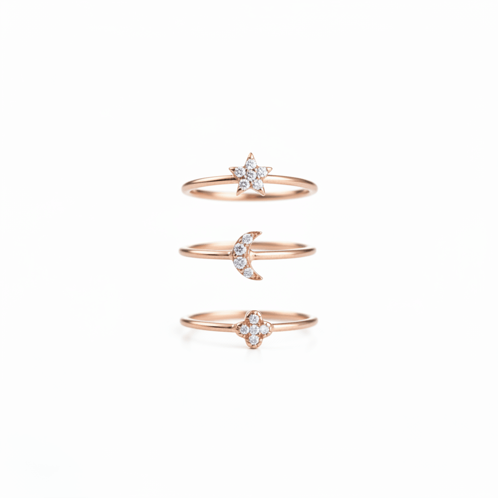 MISU Rose Follow The Stars Trio Rings -Misu