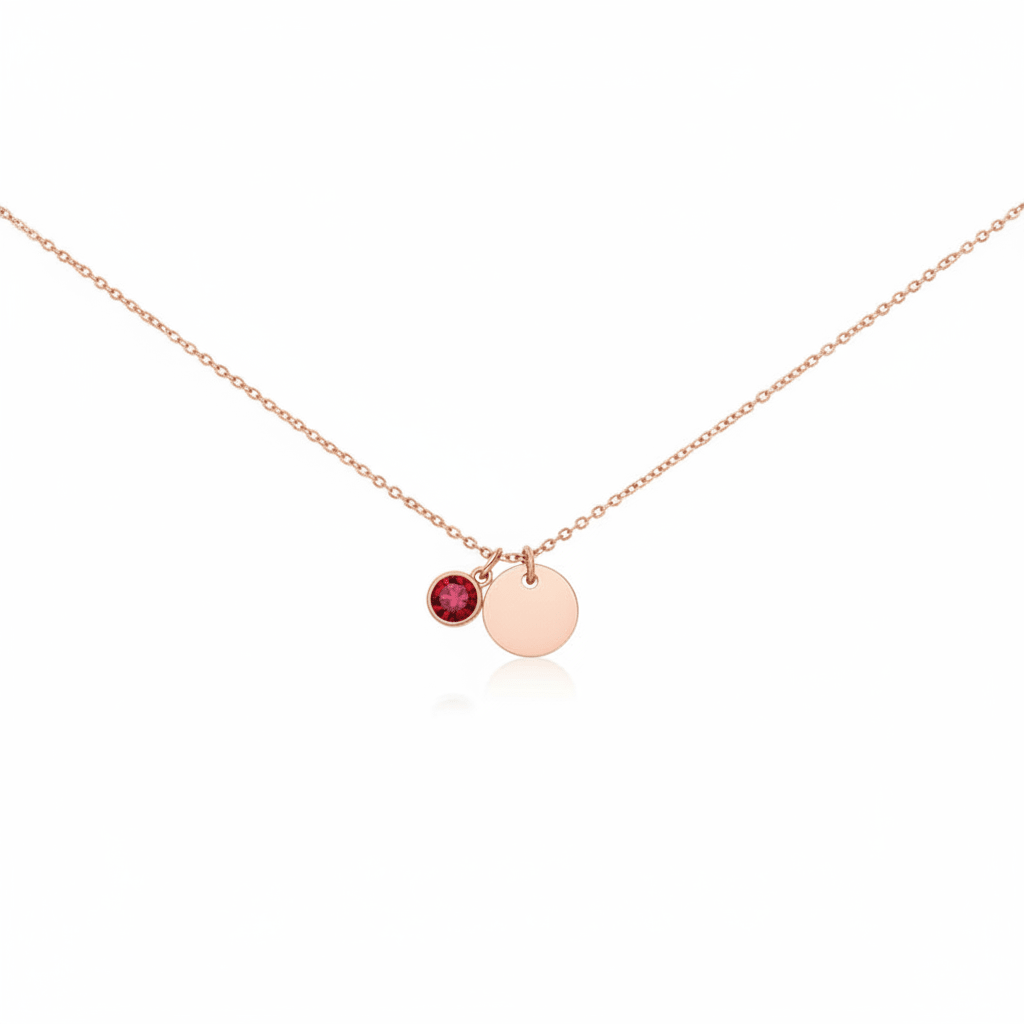 MISU Rose Gold Necklace Birth Month Jan-Garnet -Misu