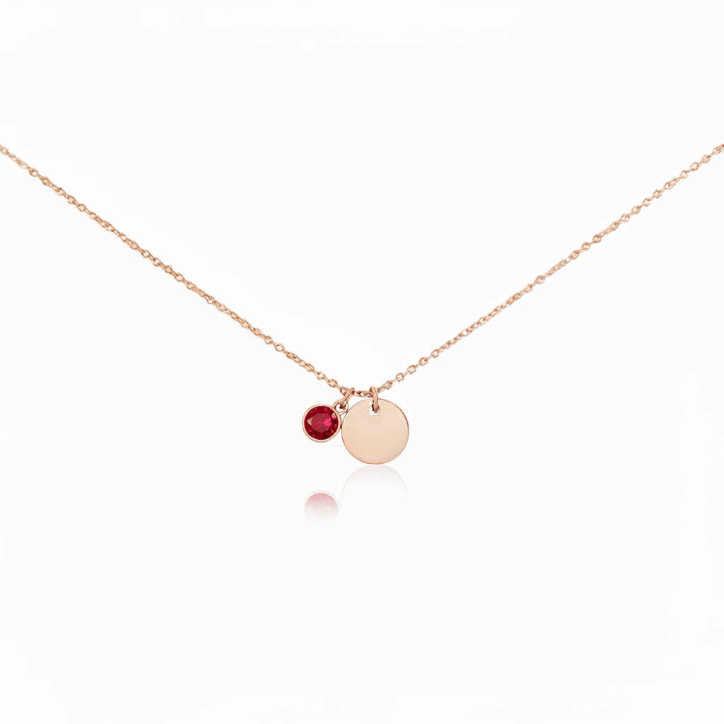 MISU Rose Gold Necklace Birth Month July-Ruby -Misu