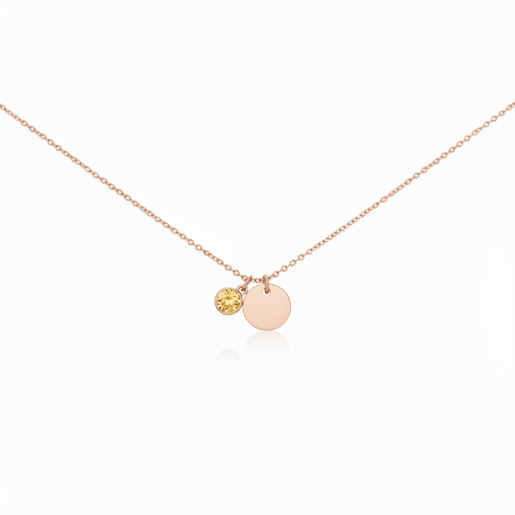 MISU Rose Gold Necklace Birth Month Nov-Citrine -Misu