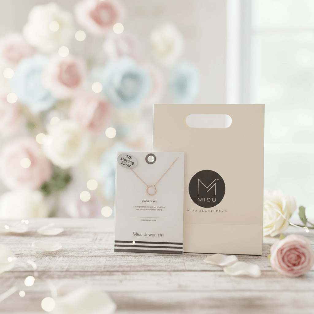 MISU Rose Gold Necklace CZ Circle -Misu