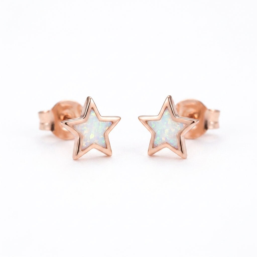 MISU Rose Gold Opal Star Studs -Misu
