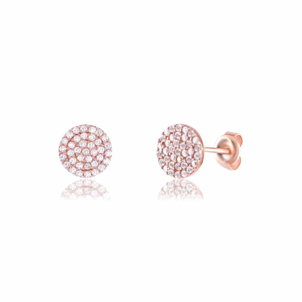 MISU Rose Gold Pave Circle Stud Earrings -Misu