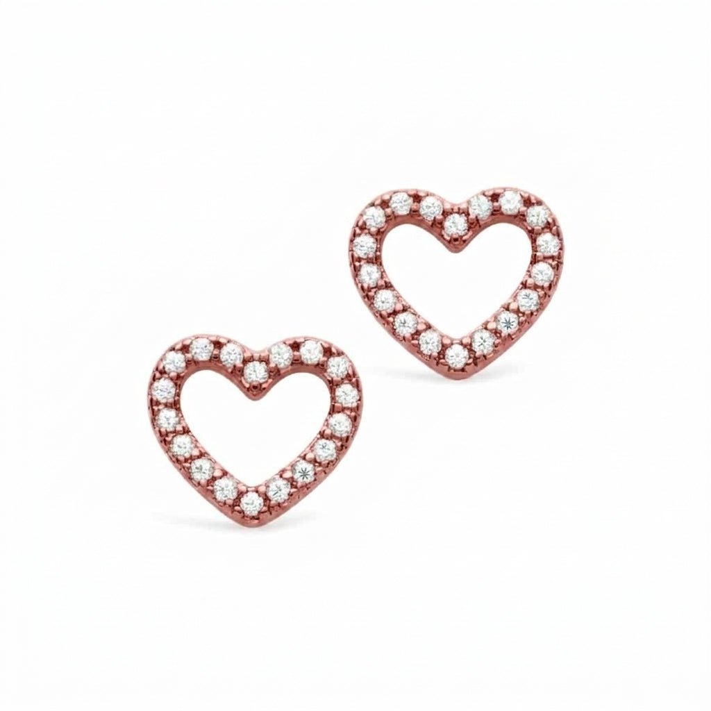 MISU Rose Rold Earrings Heart CZ -Misu
