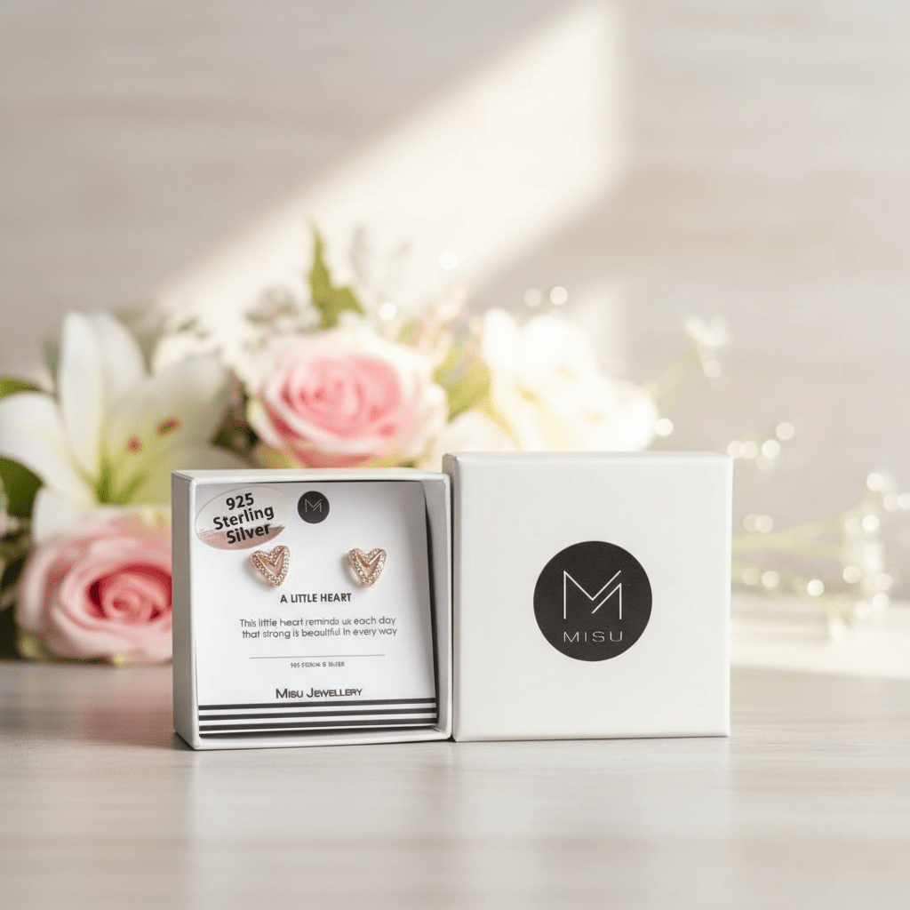 MISU Rosy Heart Studs -Misu