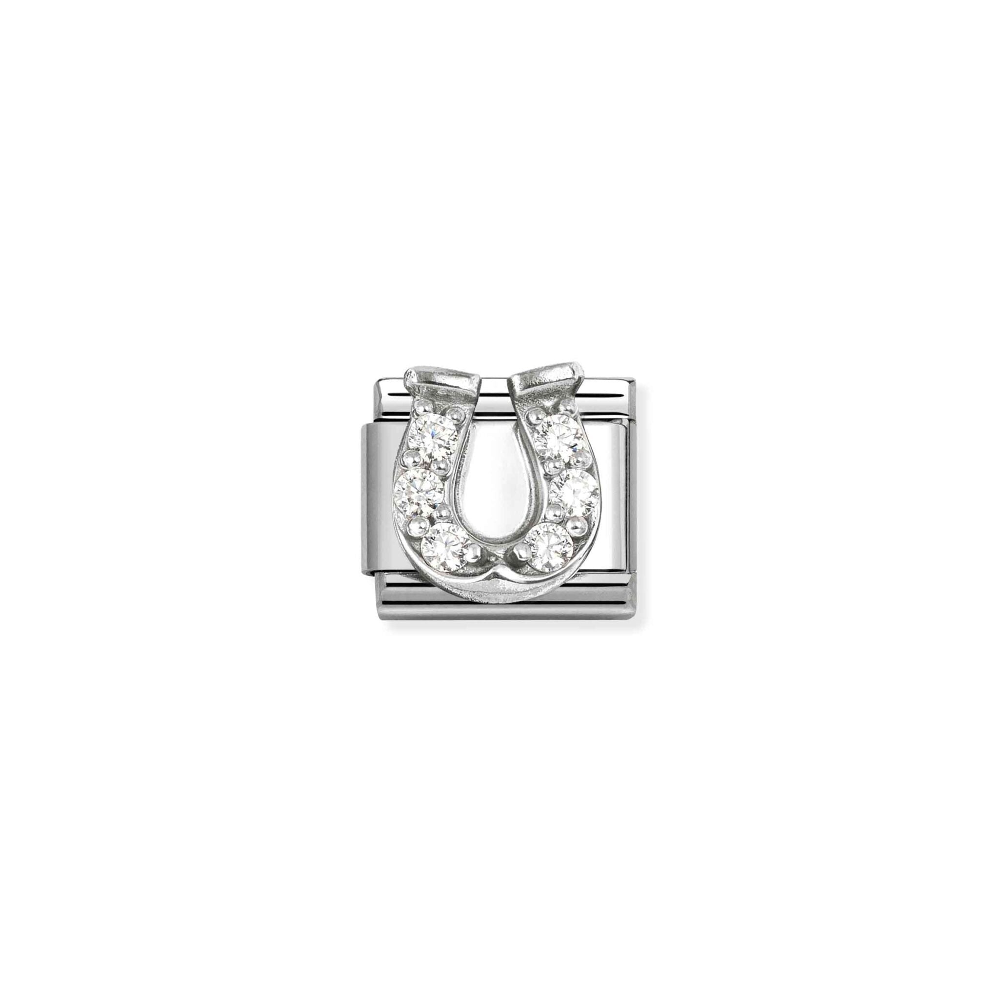 Nom Composable White Danish Horseshoe cz SYMB SS&925ss -Nomination