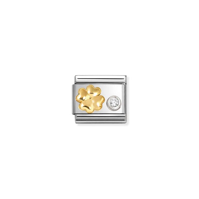 Nomination Composable 4L-Clover With Symbol CZ Yellow Gold -Nomination