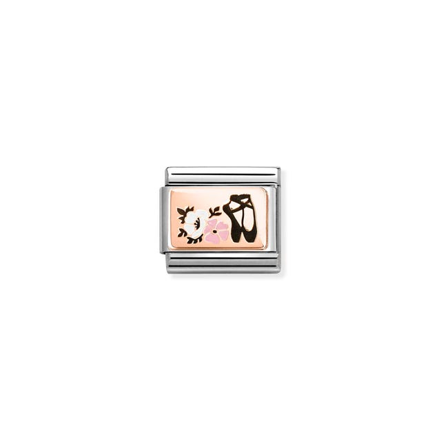 Nomination Composable Ballet Shoes With Flowers Symbol Rose Gold -Nomination
