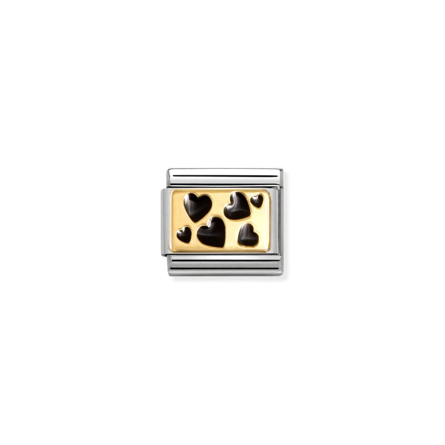 Nomination Composable Black Hearts Plate 18k Gold -Nomination