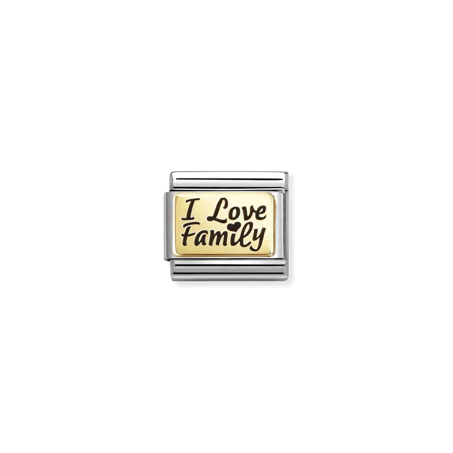 Nomination Composable Classic Link, 'I Love Family' Gold -Spilhaus