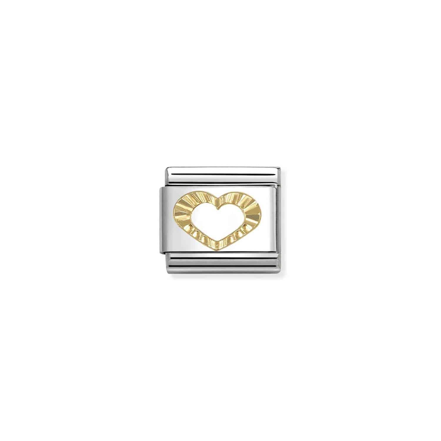 Nomination Composable Classic Link, Yellow Gold Heart Detail -Spilhaus
