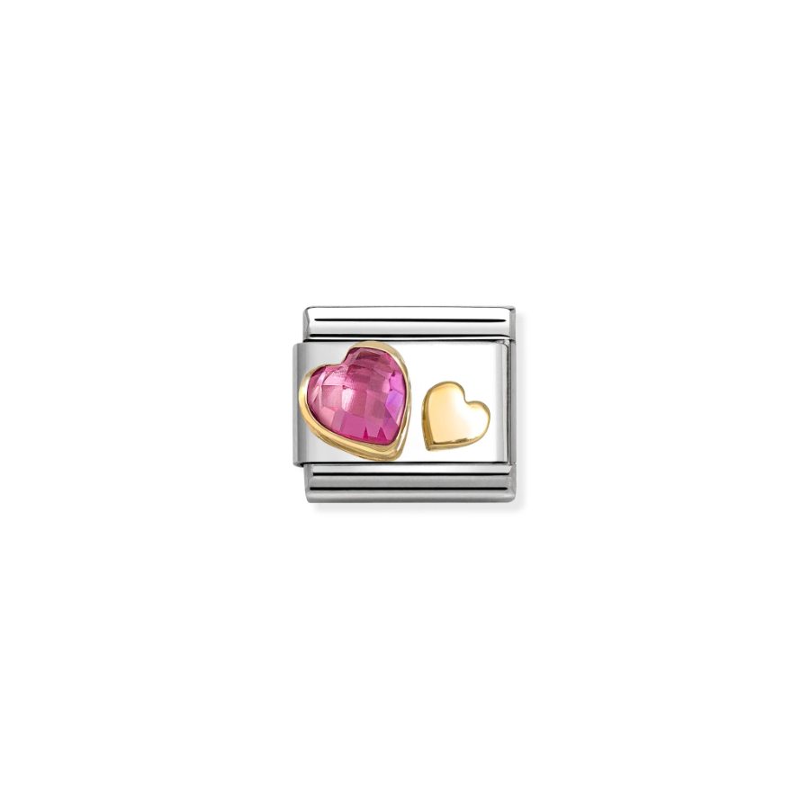 Nomination Composable Dark Pink Hearts Faceted Cubic Zirconia 18K Gold -Nomination