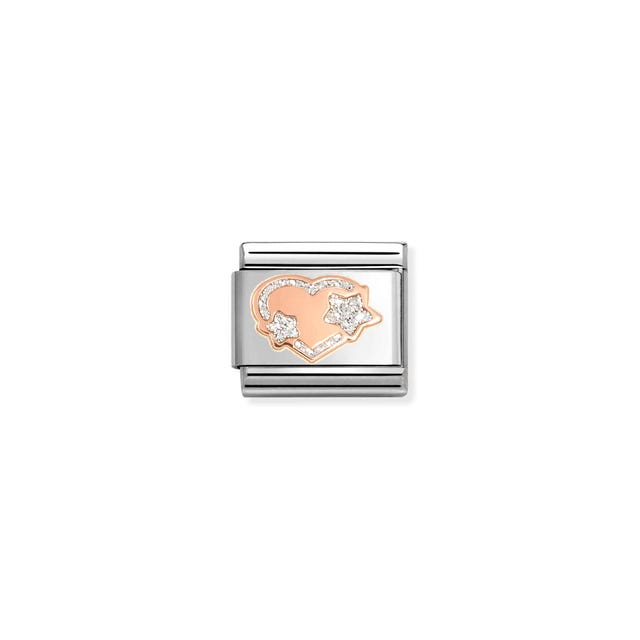 Nomination Composable Glitter Heart With Stars Symbol Rose Gold -Nomination