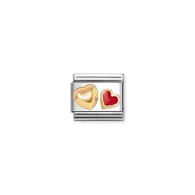 Nomination Composable Gold Heart with Red Heart Charm Link -Spilhaus