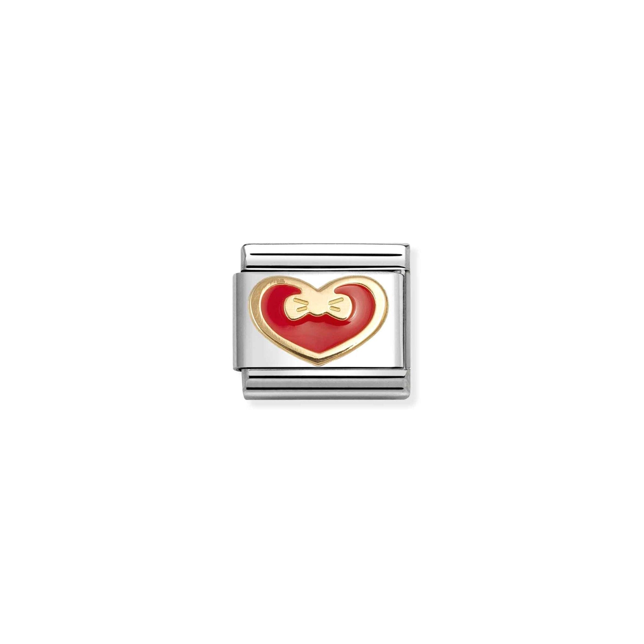 Nomination Composable Gold Red Heart with Bow Charm Link -Spilhaus