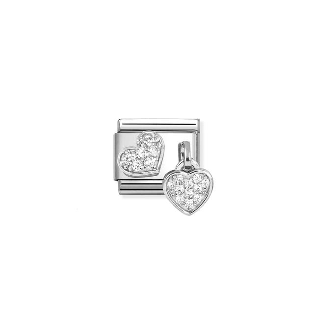 Nomination Composable Heart & Heart Pave Hanging CZ -Nomination