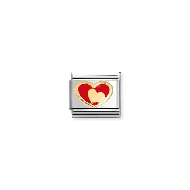 Nomination Composable Heart in Heart Red Symbol Yellow Gold -Nomination
