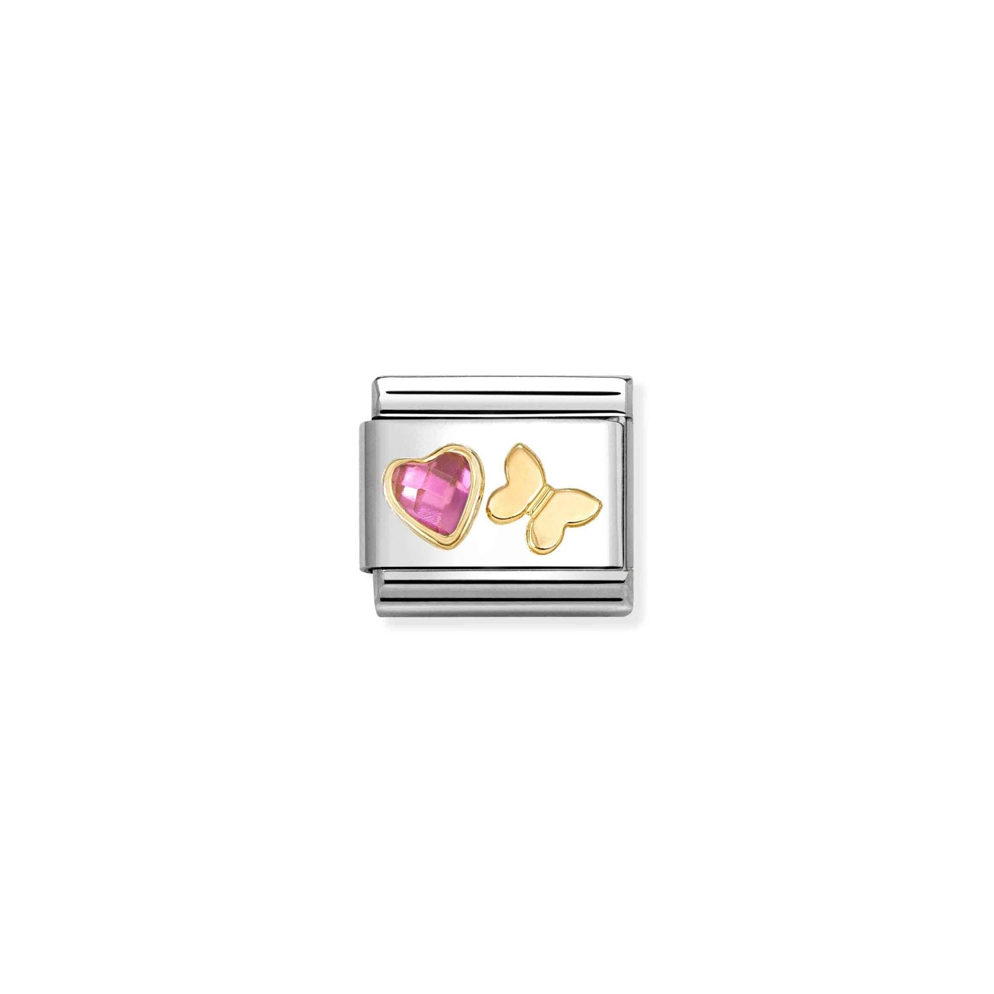 Nomination Composable Heart With Butterfly Pink Faceted -Nomination