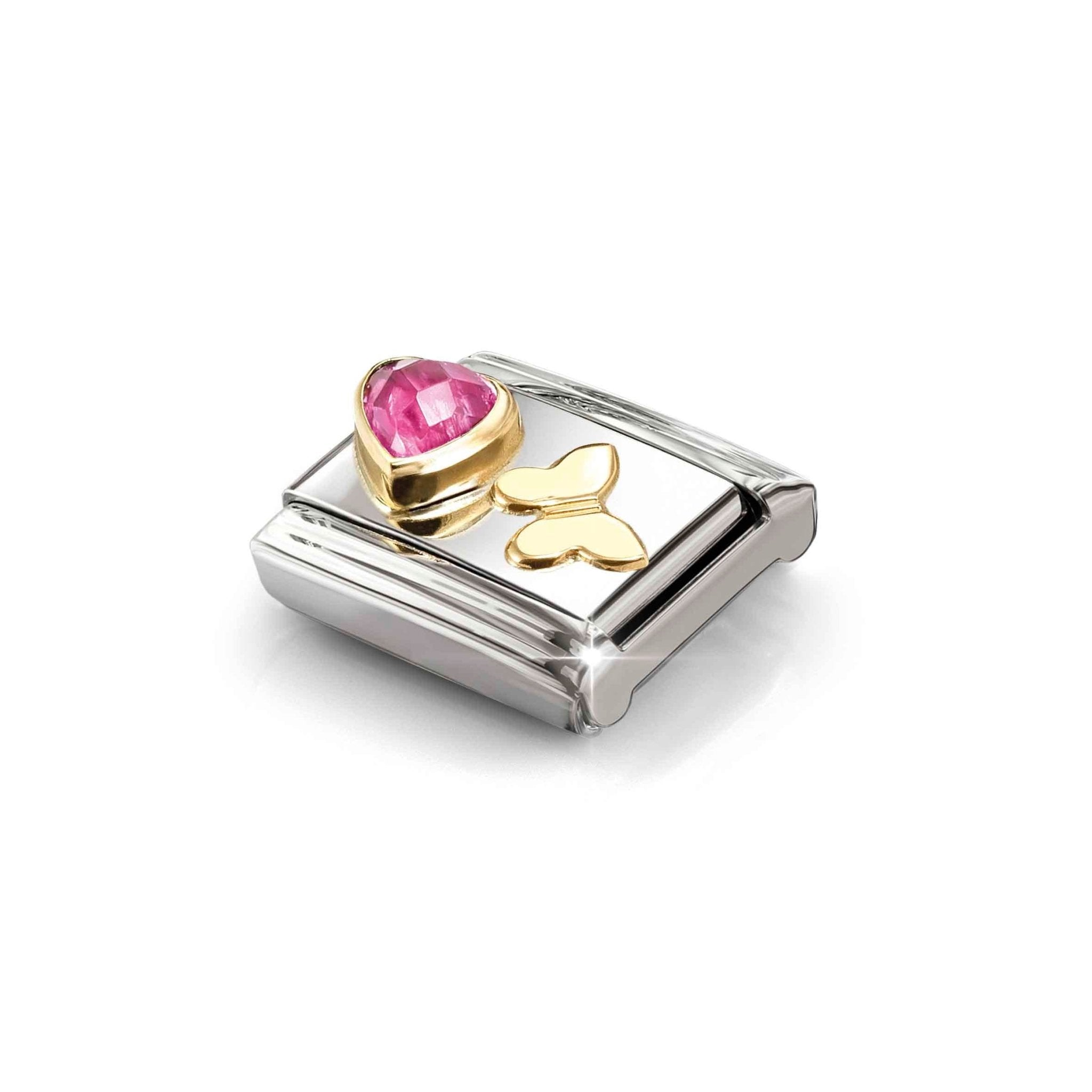 Nomination Composable Heart With Butterfly Pink Faceted -Nomination