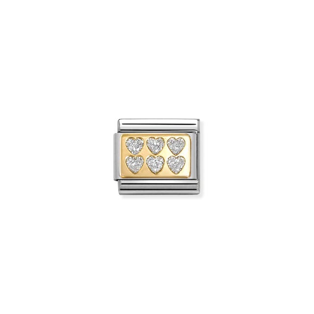 Nomination Composable Line Hearts Glitter Symbol Yellow Gold -Nomination
